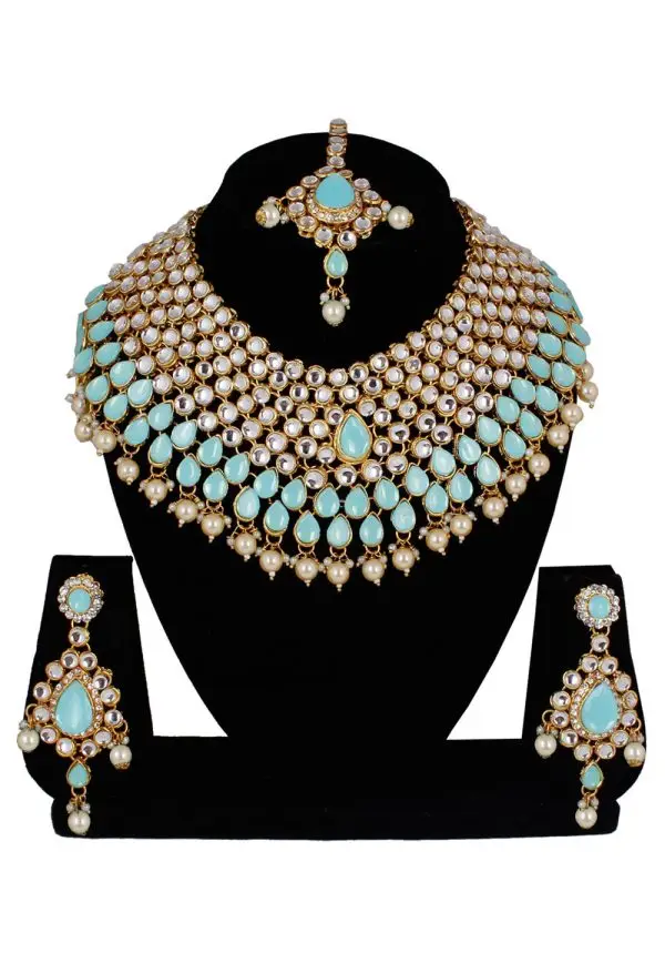 Sky Blue Alloy Necklace Set